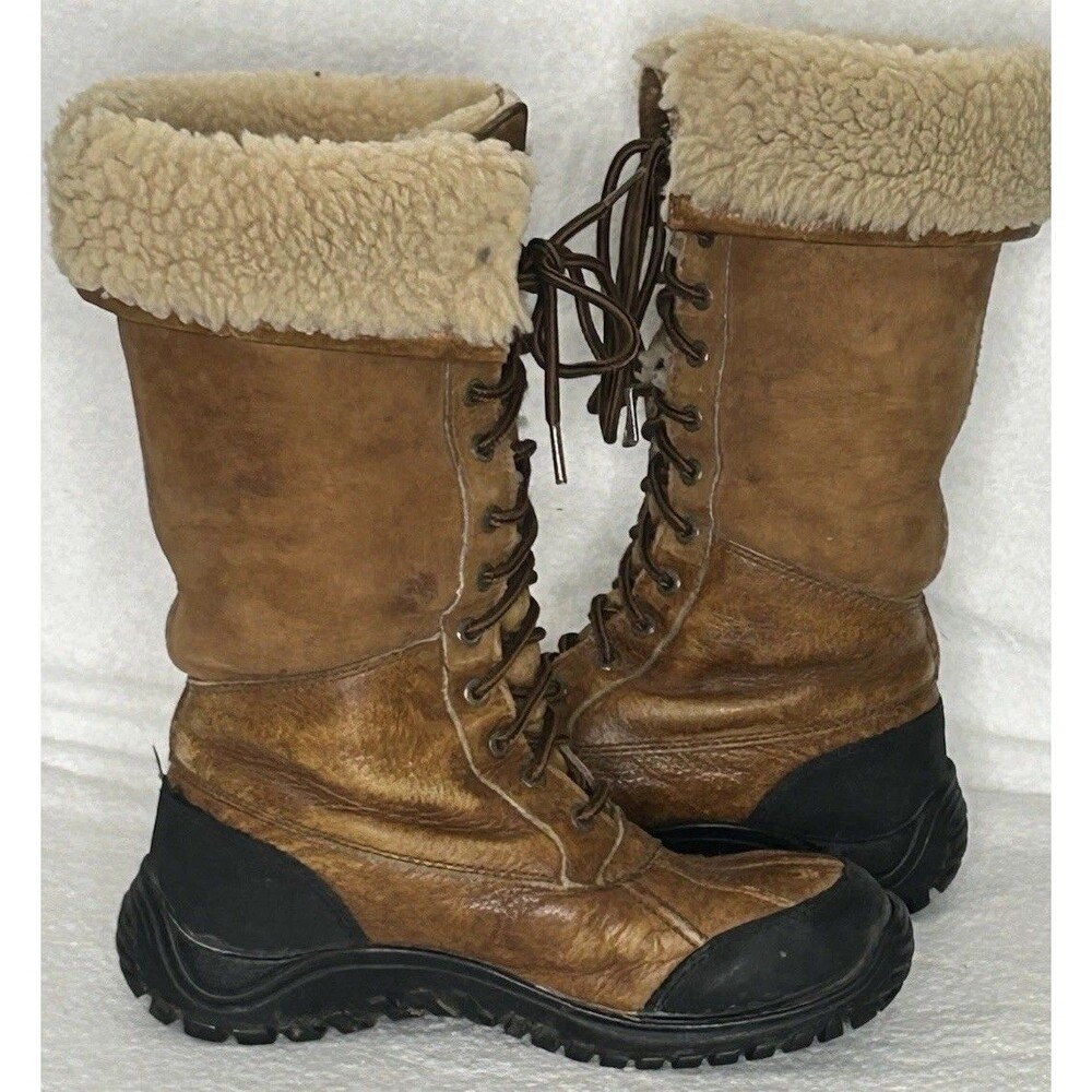UGG Adirondack Boot Tall III Womens 8 Chestnut Vibram Leather Gortex Sheepskin - Picture 16 of 16